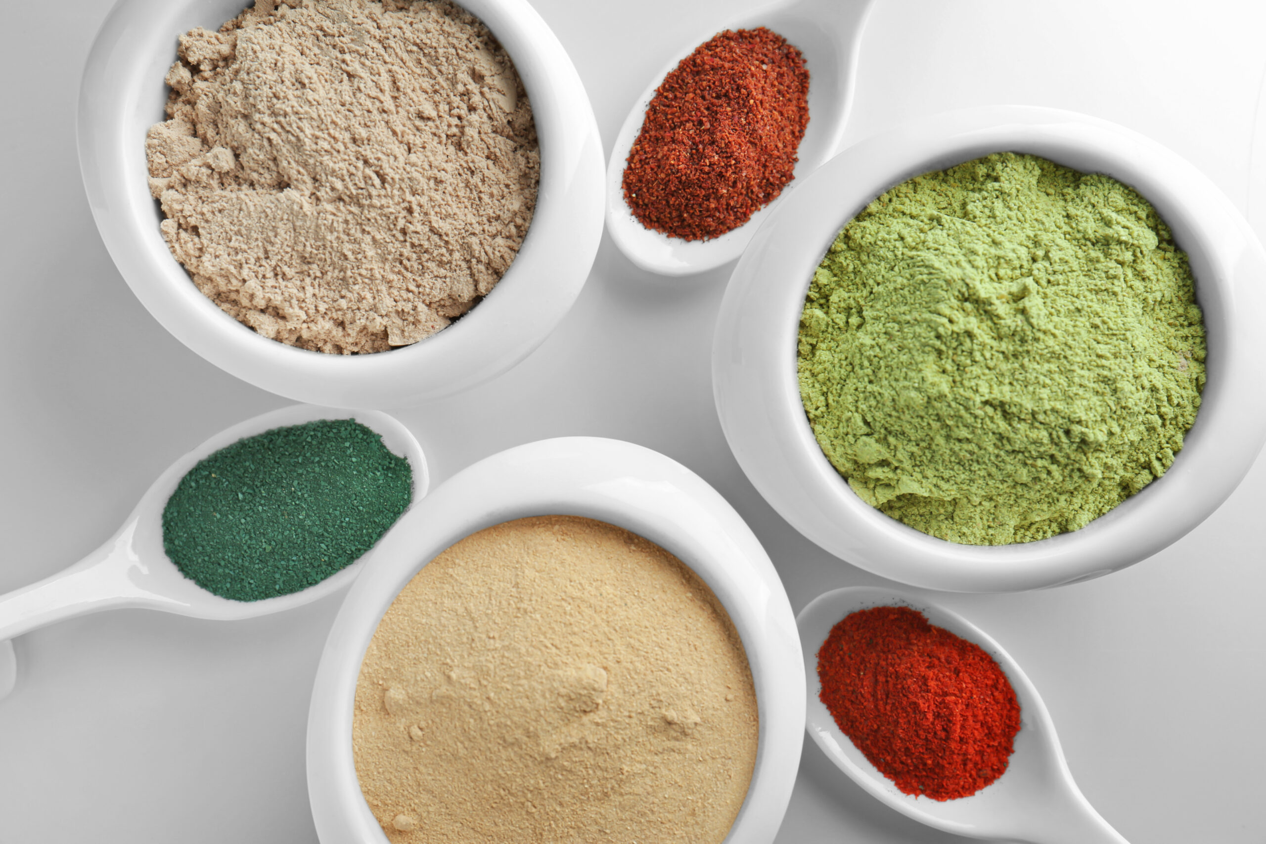 Superfood and greens powder raw materials used in Bactolac formulations